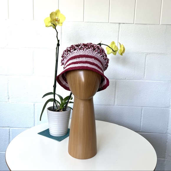 Handmade Raffia Crochet Bucket Hat - Picture 2 of 4